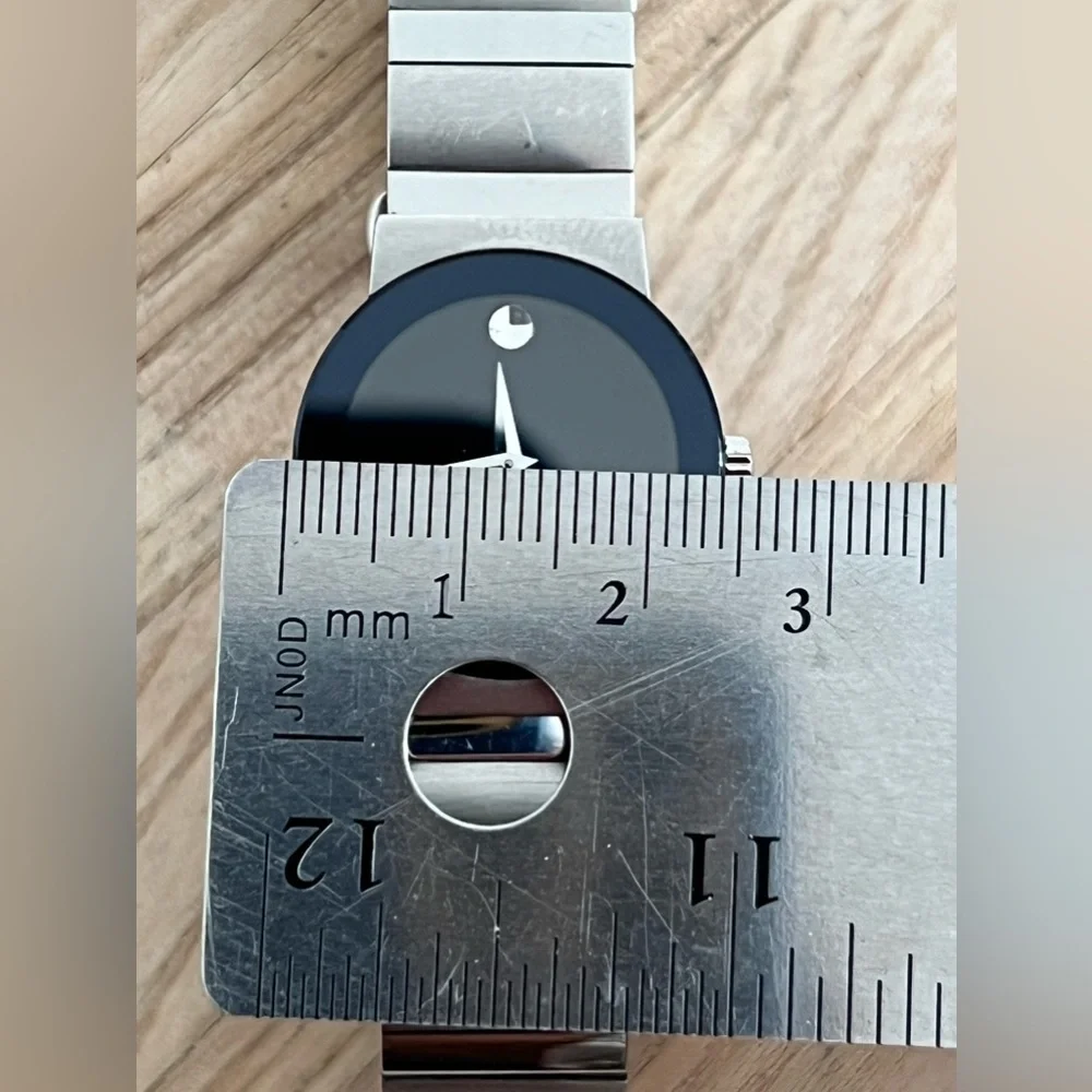 Movado Museum Sapphire Ladies Watch Stainless Bracelet Black Round Dial